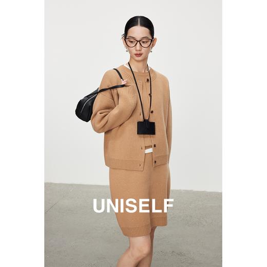 重磅卡其驼miu风羊毛半裙套装女2023冬季新款修身开衫背心 商品图3