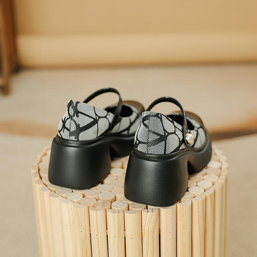 时光流动设计师款高跟玛丽珍女鞋2025春季新款小香风粗跟厚底单鞋 商品图2