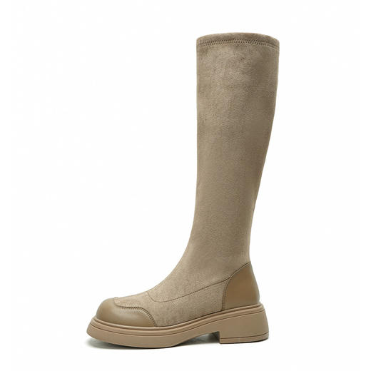 长靴女秋冬新款长筒靴子厚底弹力骑士靴复古丝绒粗跟高靴瘦瘦靴女 商品图6