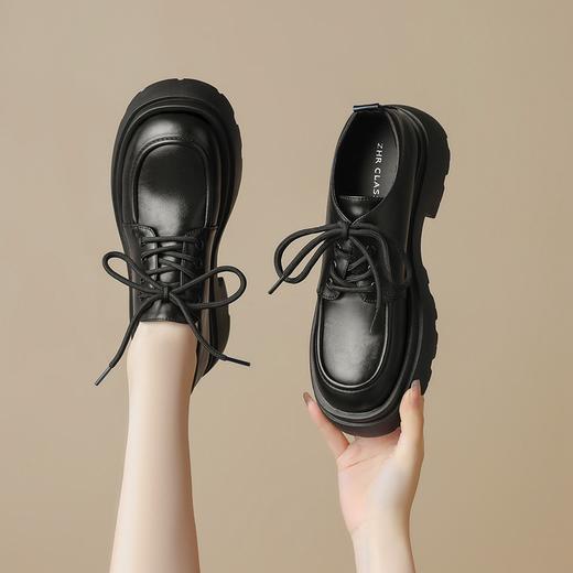 ZHR中口乐福鞋女2024春季新款洋气时尚休闲百搭简约学院风厚底英伦单鞋 商品图3