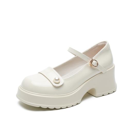 好看有设计感的甜酷玛丽珍高跟单鞋女2023新款女生厚底粗跟小皮鞋 商品图4