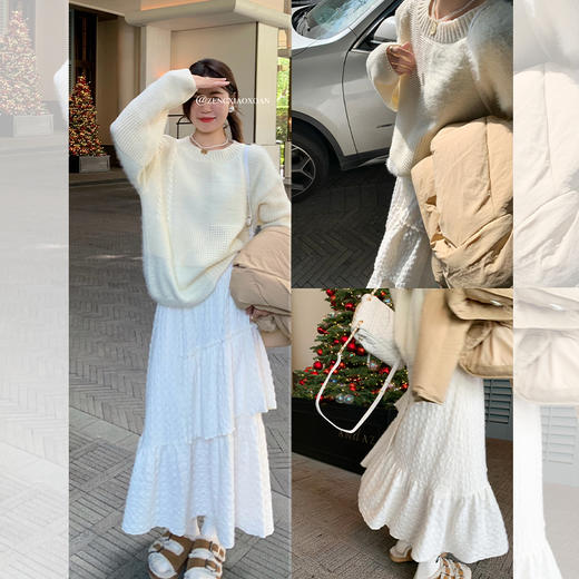 <曾小咸推荐>【秀场日记】杏色毛衣+杏色半裙 商品图0