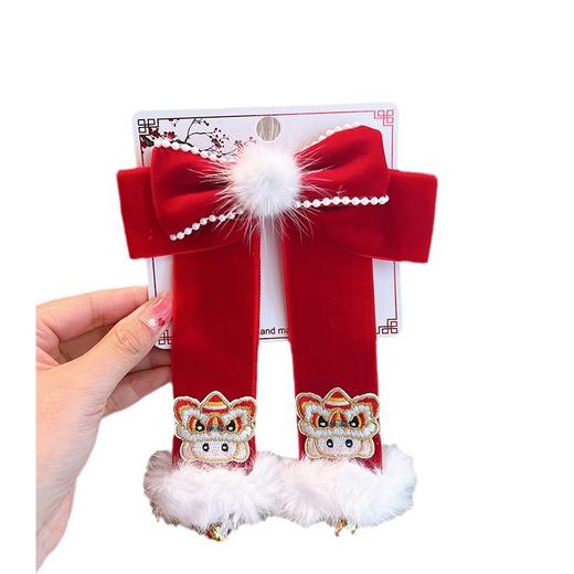 【儿童新年蝴蝶结发饰】公主小女孩发夹宝宝可爱女童过年红色发卡头饰 商品图4