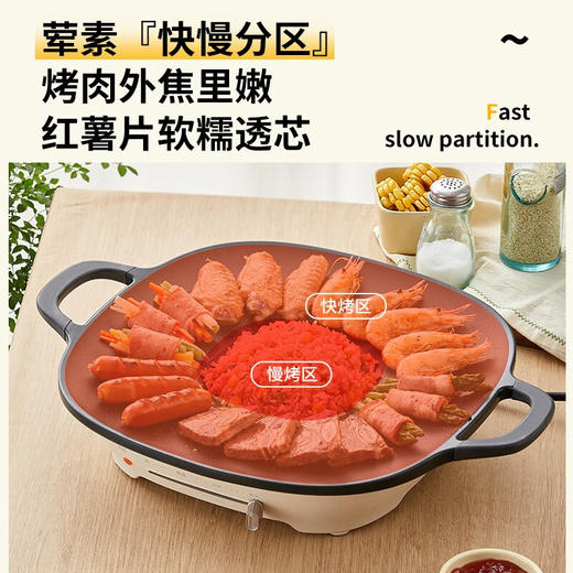 小熊电烤盘34CM多功能烤涮电火锅烤肉锅架烤肉机 商品图2