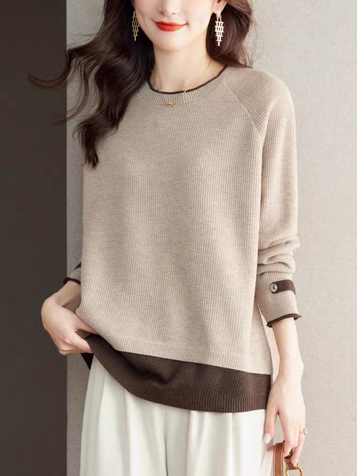 女撞色毛衣6803 商品图0