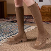 长靴2022秋冬新款高筒靴绒面靴子显瘦弹力靴子女简约复古骑士靴 商品缩略图0