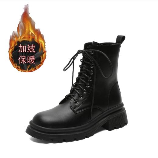 机车辣妹 系带短靴女2023秋冬款粗跟厚底英伦风马丁靴短筒靴子女 商品图8