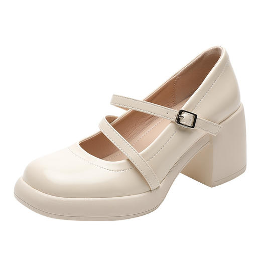 【新易泰】现货爆款热卖玛丽珍鞋高跟浅口一字扣带单鞋女 商品图6