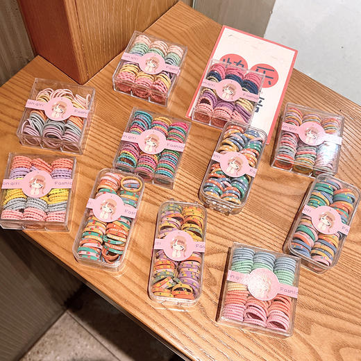 【90根装】儿童皮筋不伤发弹性好头绳发饰橡皮筋扎头发发圈头饰女童罐装小号 商品图1