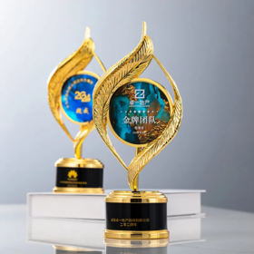 创意金属羽毛水晶奖杯定制定做优秀员荣誉奖座高档年会颁奖纪念