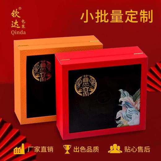 国潮风开窗翻盖燕窝新年礼盒伴手礼皮盒虫草现货药材礼品包装盒 商品图1