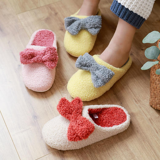智庭可爱蝴蝶结秋冬居家棉拖鞋ZT2120 商品图0