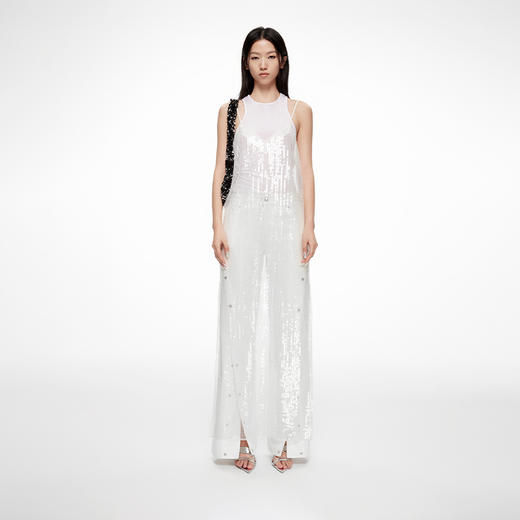 lost in echo2024春季新款设计师品牌透视V领珠片直筒吊带长裙 商品图0