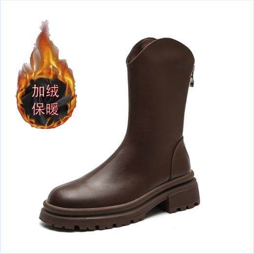 葡萄妈短靴2022秋冬新款马丁靴韩版瘦瘦靴百搭粗跟厚底圆头靴子女 商品图10