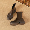 短靴女后拉链高跟时装靴轻底防水台韩版显瘦厚底增高粗跟小皮靴 商品缩略图1
