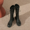 马丁靴长靴女2022秋冬季复古英伦风高筒系带加绒圆头不过膝骑士靴 商品缩略图1