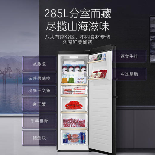 卡萨帝（Casarte）原石系列285升风冷家用立式冰柜 一级能效 冷柜冰箱冷藏冷冻柜BD-285WGCERU1 商品图3