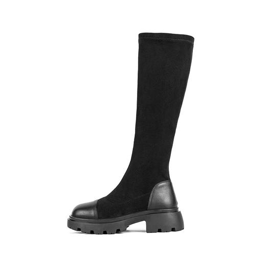 长靴2022秋冬新款高筒靴绒面靴子显瘦弹力靴子女简约复古骑士靴 商品图5