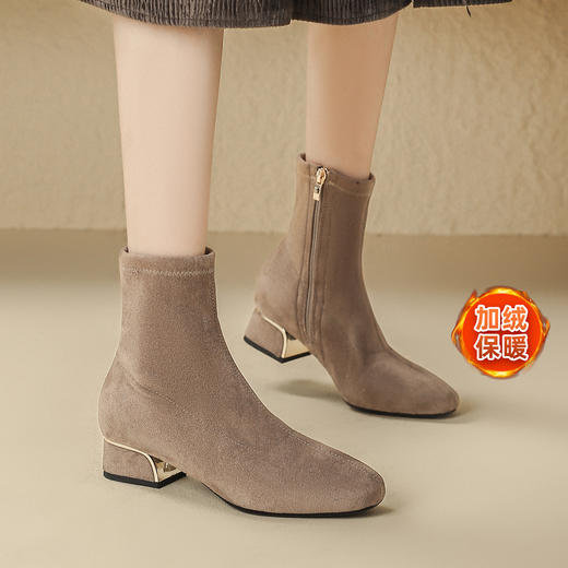 品质好货 | Safiya/索菲娅2023秋冬复古弹力低跟拼接瘦瘦靴 SF34118837 商品图2