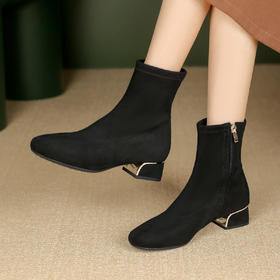 品质好货 | Safiya/索菲娅2023秋冬复古弹力低跟拼接瘦瘦靴 SF34118837