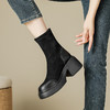 现货秒发，厚底7CM高跟绒面短靴女34码女生瘦瘦靴轻底弹力短筒靴 商品缩略图1