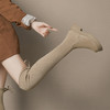 丝滑绒面过膝长靴女2023年秋冬款欧美长筒靴子系带不掉筒弹力袜靴 商品缩略图0