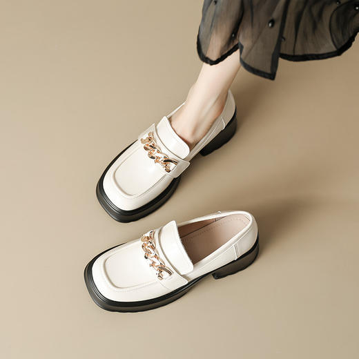 英伦风小皮鞋女2023年春季新款厚底增高乐福鞋松糕底粗跟单鞋 商品图1