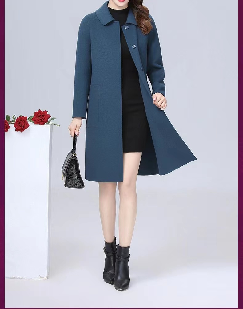 D6193       时尚气质休闲百搭中长款双面羊绒大衣（细节有差异，以实拍为准）