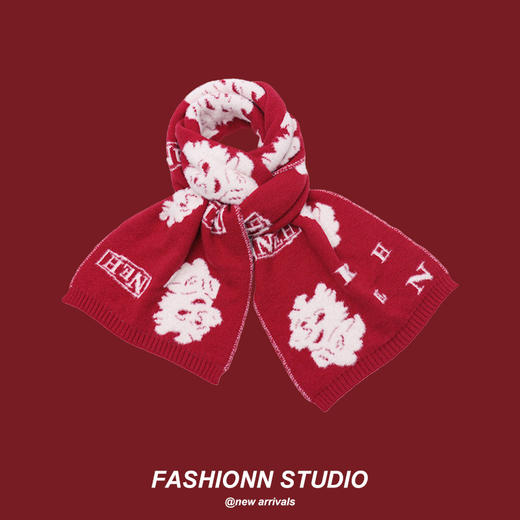 冬季休闲 红色护颈围脖【新年防寒保暖 舒适透气个性 生肖龙围巾】新年拜年围巾 商品图1