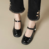 真皮玛丽珍鞋粗跟单鞋女2023春季新款高跟鞋珍珠扣复古浅口仙女鞋 商品缩略图3