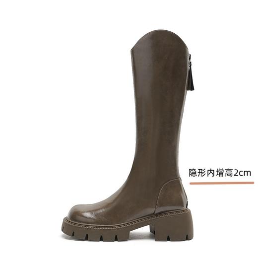 长靴女加绒保暖V口骑士靴2022秋冬季新款长筒靴厚底增高牛皮靴子 商品图10