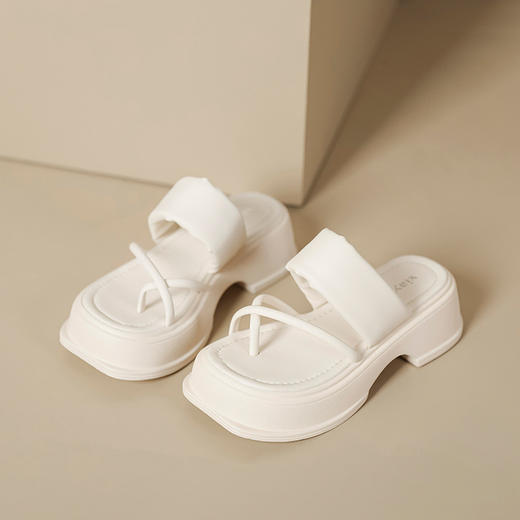 凉鞋女夏季2023年新款厚底夹趾人字拖鞋松糕鞋【芥末绿chao显白】 商品图5