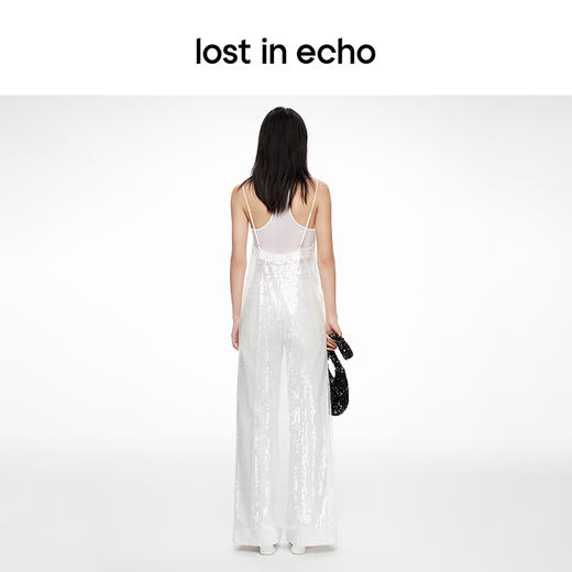 lost in echo2024春季新款设计师品牌透视V领珠片直筒吊带长裙 商品图4