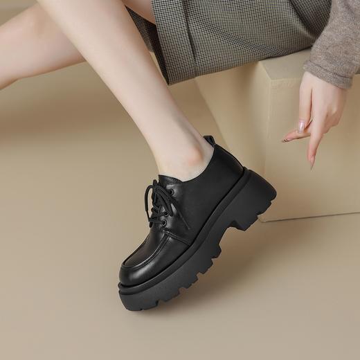 ZHR中口乐福鞋女2024春季新款洋气时尚休闲百搭简约学院风厚底英伦单鞋 商品图2