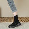 短靴女2023年秋冬新款复古圆头粗跟短筒骑士靴绒面百搭瘦瘦靴女鞋 商品缩略图2