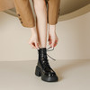 甜酷女生马丁靴女2023秋冬款英伦系带短靴7cm增高厚底高跟漆皮靴 商品缩略图0