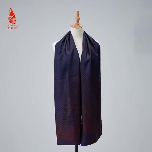 SAINTJOY/上久楷 宋锦双面长巾 万字幻格 蓝酒色  蓝金色  SJ17125 商品图8