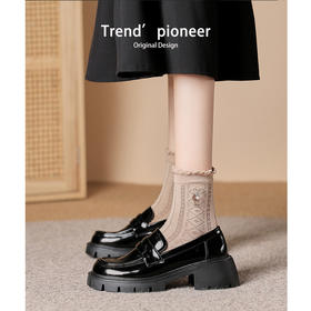 2023年新款百搭英伦风春季圆头单鞋真皮厚底小皮鞋女生乐福鞋子