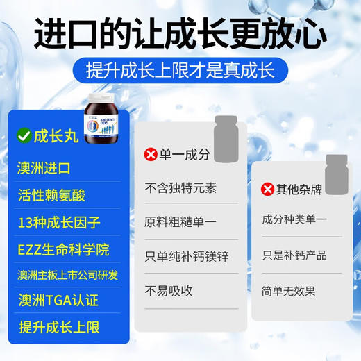 【香港直邮】澳洲EZZ赖氨酸成长丸成长胶囊儿童骨乐片成长素青少年补钙镁锌 商品图2