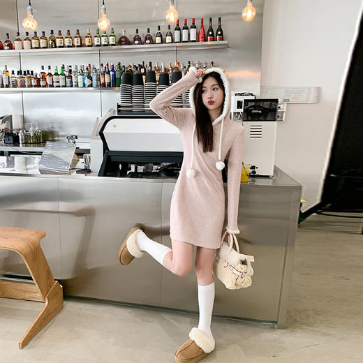 <曾小咸推荐>【芭比girl】粉色连帽连衣裙 商品图3