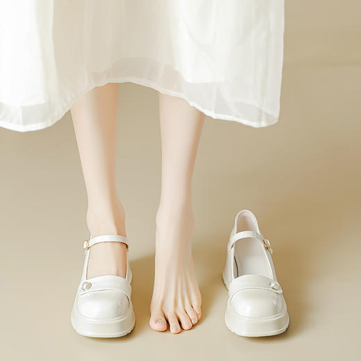 好看有设计感的甜酷玛丽珍高跟单鞋女2023新款女生厚底粗跟小皮鞋 商品图6