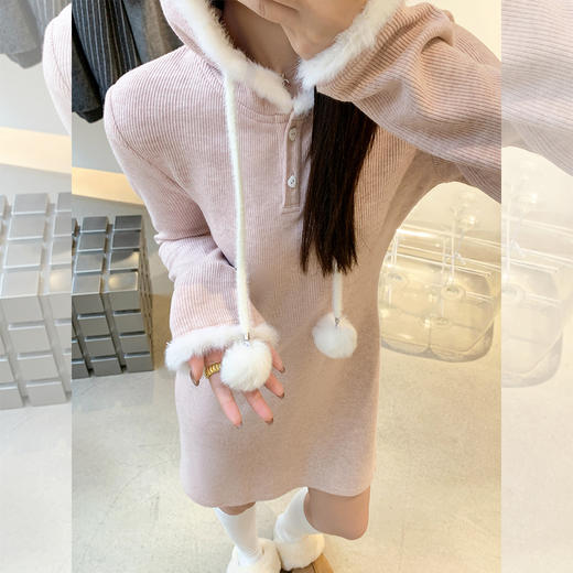 <曾小咸推荐>【芭比girl】粉色连帽连衣裙 商品图4