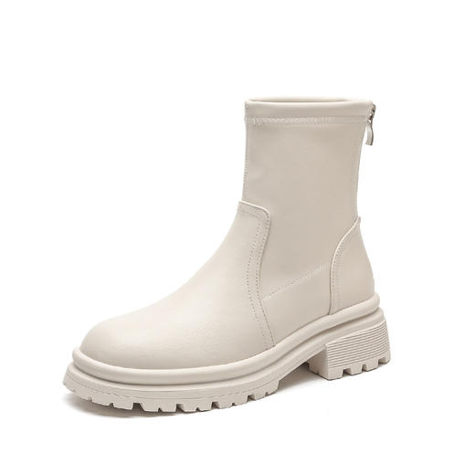 短靴女2023秋冬新款英伦风骑士靴复古简约女靴子葡萄妈粗跟瘦瘦靴 商品图4