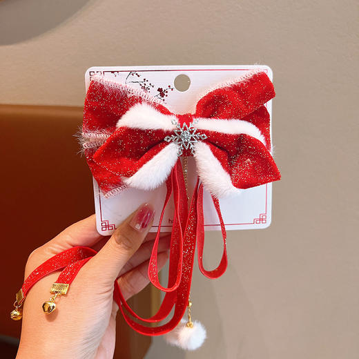 【儿童新年蝴蝶结发饰】公主小女孩发夹宝宝可爱女童过年红色发卡头饰 商品图5