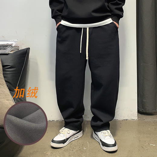 徐太浪高品质黑色休闲裤男潮牌大码宽松直筒垂感阔腿长裤 商品图1