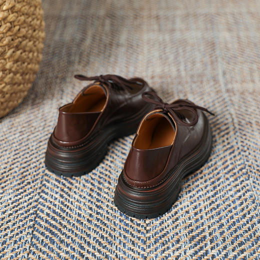 复古英伦风系带小皮鞋女2025春季新款圆头单鞋精致女生粗跟乐福鞋 商品图1