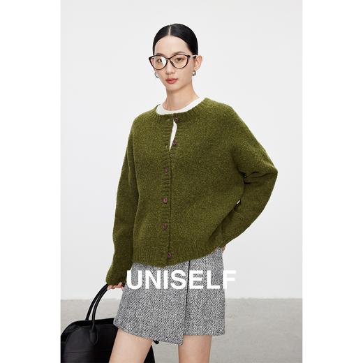 肌理圈圈毛圆领开衫女2023冬季新款气质休闲百搭长袖外套 商品图2