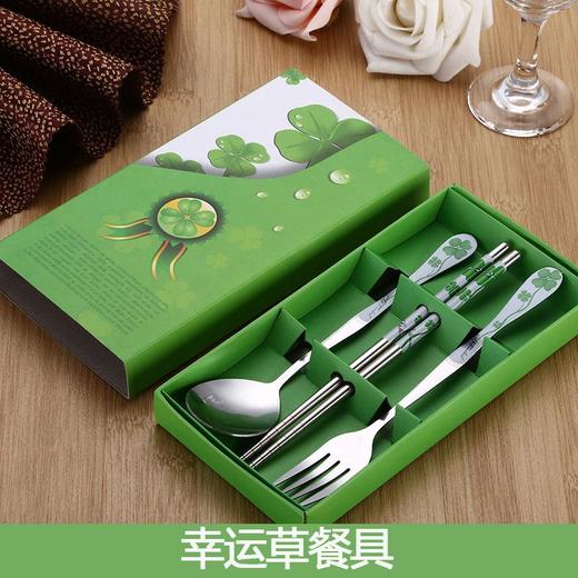 青花瓷餐具套装三件套不锈钢筷子勺子叉子礼盒套装礼品三件套 商品图2
