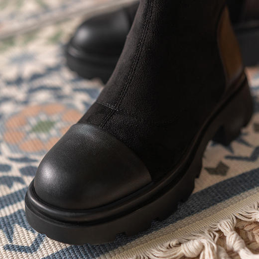 长靴2022秋冬新款高筒靴绒面靴子显瘦弹力靴子女简约复古骑士靴 商品图3