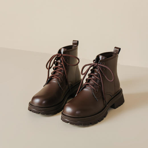 白色系带短靴女甜酷风马丁靴秋冬款圆头短筒靴子女生平底小码女靴 商品图7